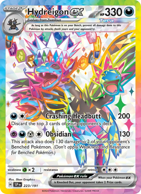 Hydreigon ex Ultra Rare Pokemon card #223 from Surging Sparks