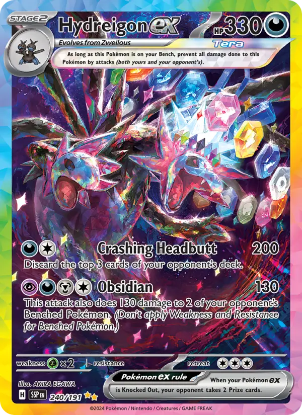 Hydreigon ex Special illustration rare Pokemon card #240 from Surging Sparks