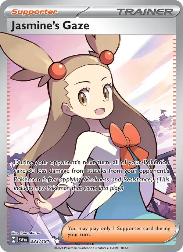Jasmine's Gaze Ultra Rare Pokemon card #233 from Surging Sparks