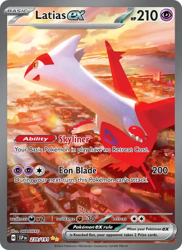 Latias ex Special illustration rare Pokemon card #239 from Surging Sparks