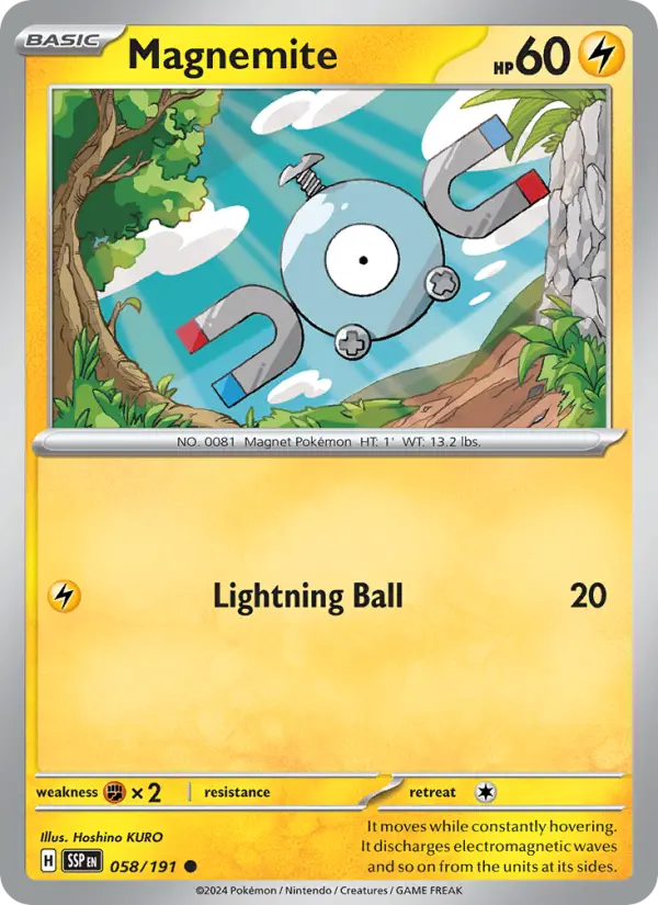 Magnemite Common Pokemon card #058 from Surging Sparks