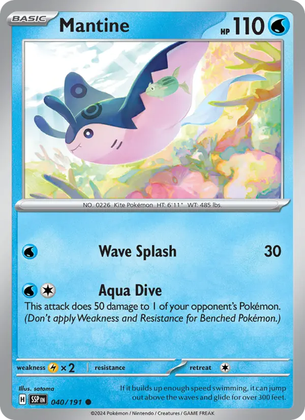 Mantine Common Pokemon card #040 from Surging Sparks