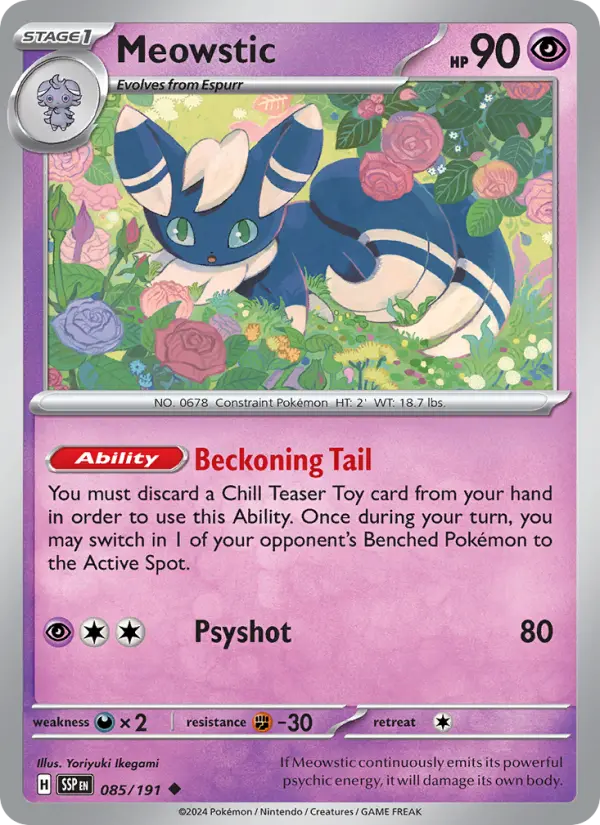 Meowstic Uncommon Pokemon card #085 from Surging Sparks