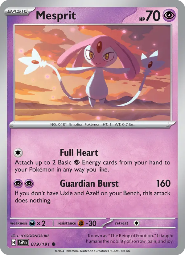 Mesprit Common Pokemon card #079 from Surging Sparks