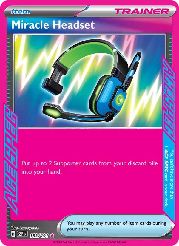 Miracle Headset ACE SPEC Rare Pokemon card #183 from Surging Sparks