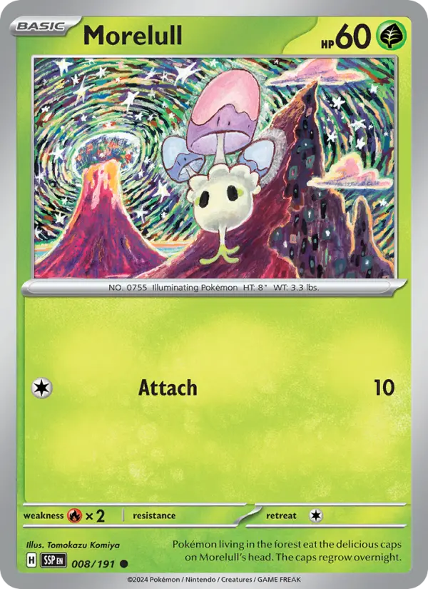 Morelull Common Pokemon card #008 from Surging Sparks