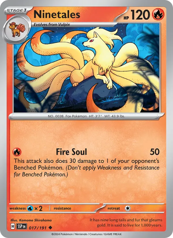 Ninetales Uncommon Pokemon card #017 from Surging Sparks