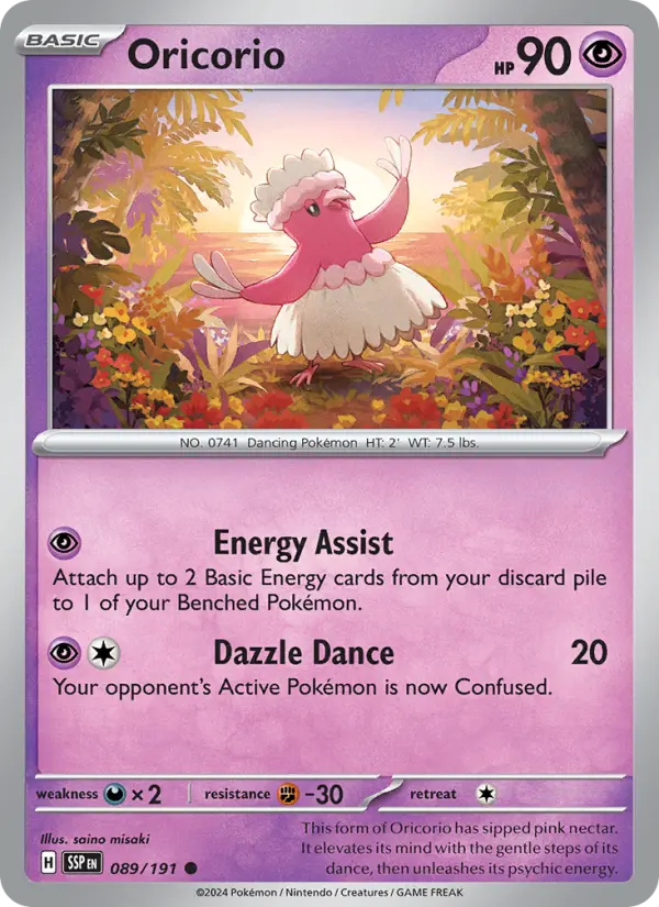 Oricorio Common Pokemon card #089 from Surging Sparks