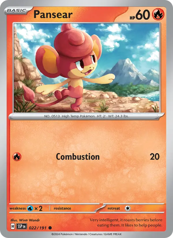 Pansear Common Pokemon card #022 from Surging Sparks