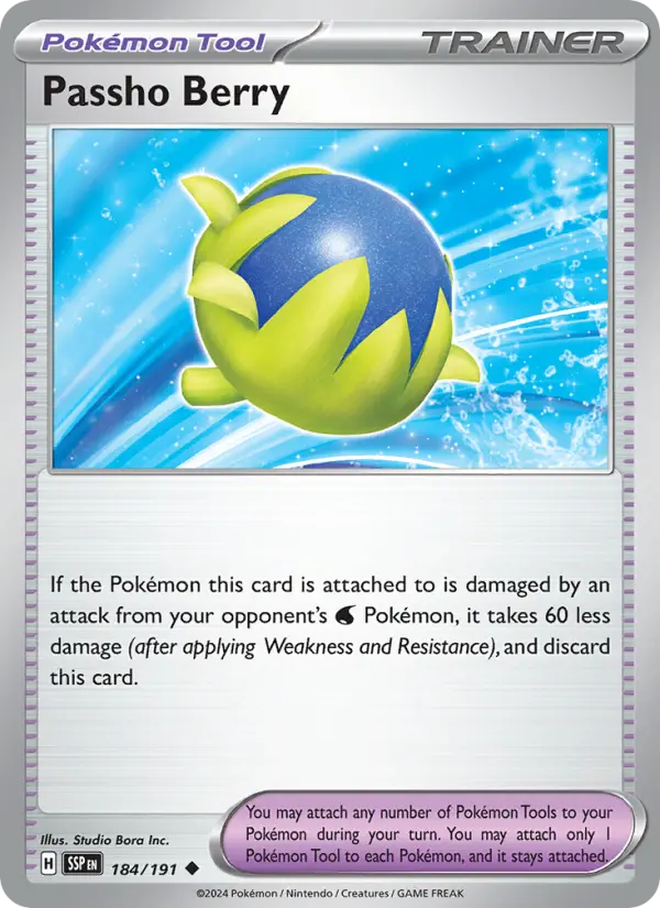 Passho Berry Uncommon Pokemon card #184 from Surging Sparks