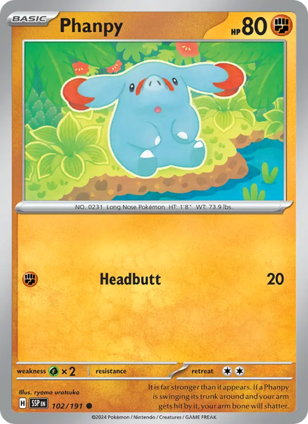 Phanpy Common Pokemon card #102 from Surging Sparks