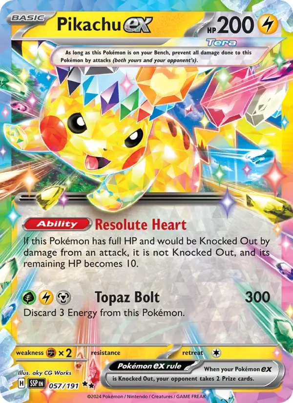 Pikachu ex Double rare Pokemon card #057 from Surging Sparks