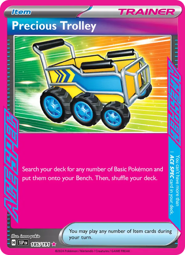 Precious Trolley ACE SPEC Rare Pokemon card #185 from Surging Sparks