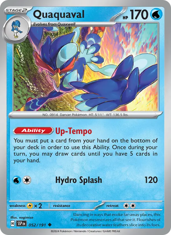 Quaquaval Uncommon Pokemon card #052 from Surging Sparks