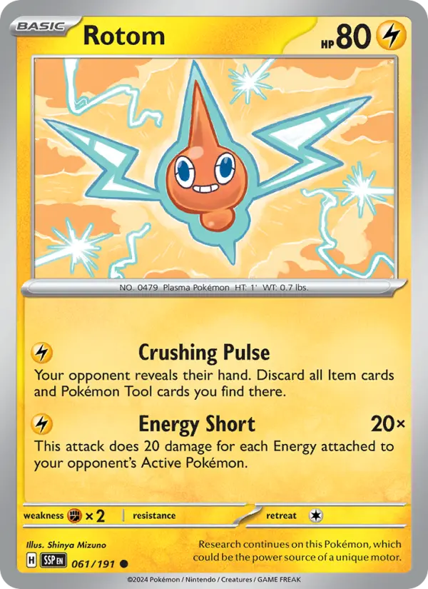 Rotom Common Pokemon card #061 from Surging Sparks
