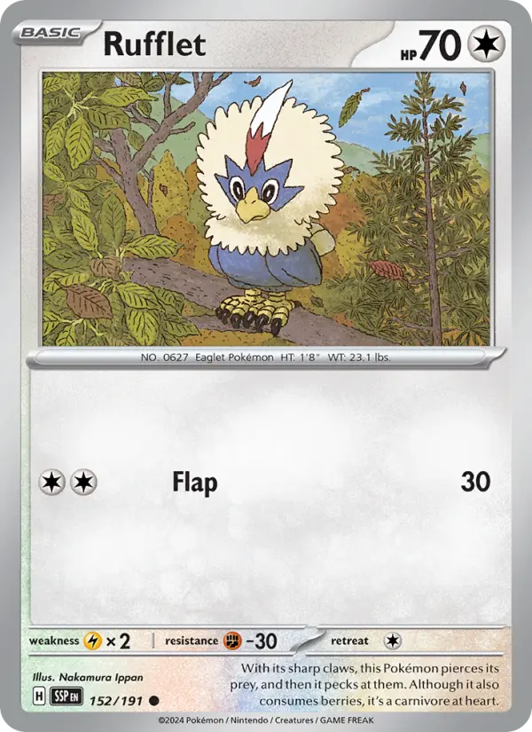 Rufflet Common Pokemon card #152 from Surging Sparks
