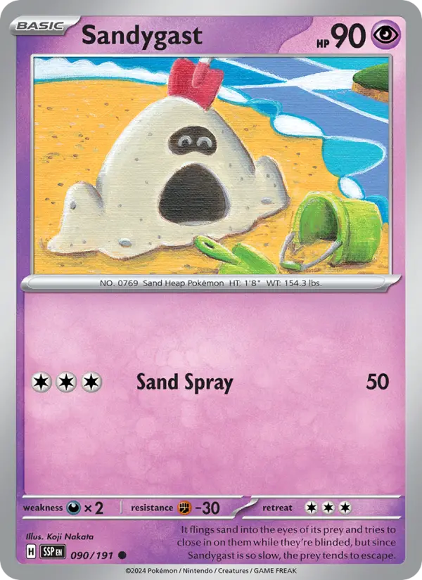 Sandygast Common Pokemon card #090 from Surging Sparks