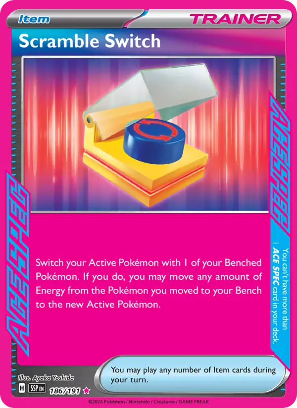Scramble Switch ACE SPEC Rare Pokemon card #186 from Surging Sparks