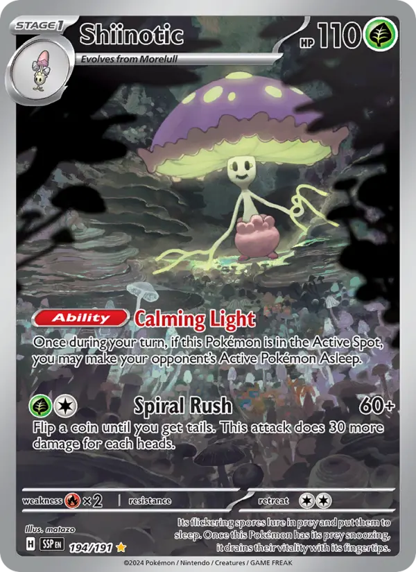 Shiinotic Illustration rare Pokemon card #194 from Surging Sparks