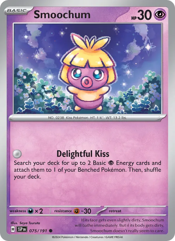 Smoochum Common Pokemon card #075 from Surging Sparks