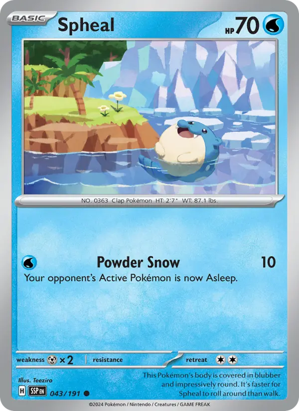 Spheal Common Pokemon card #043 from Surging Sparks