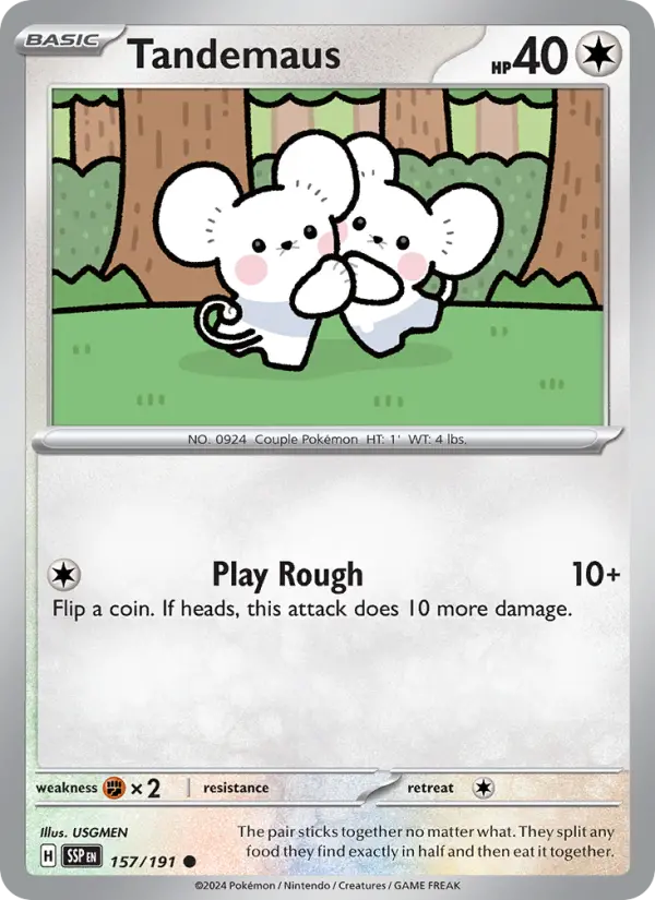 Tandemaus Common Pokemon card #157 from Surging Sparks