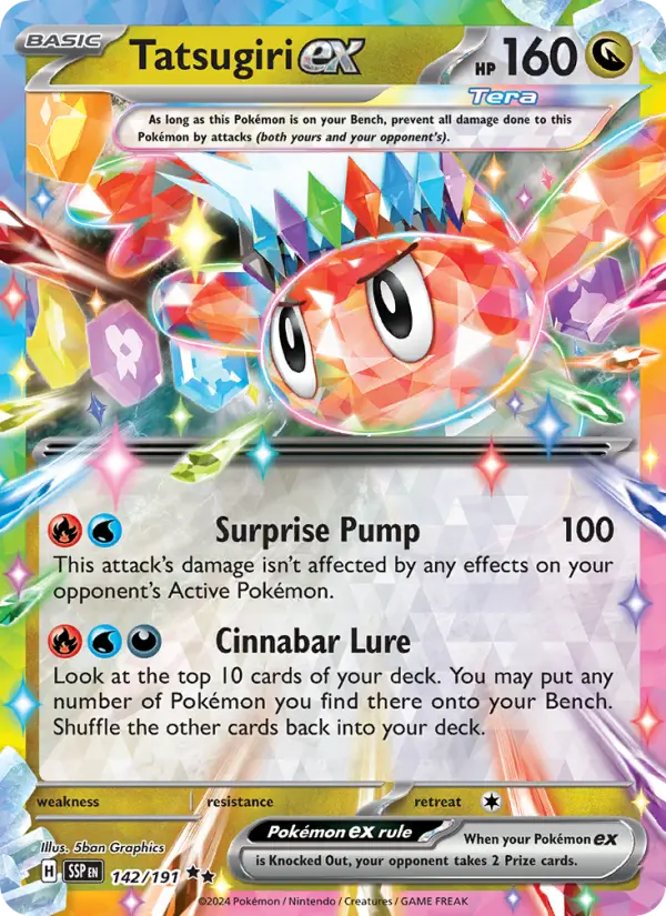 Tatsugiri ex Double rare Pokemon card #142 from Surging Sparks