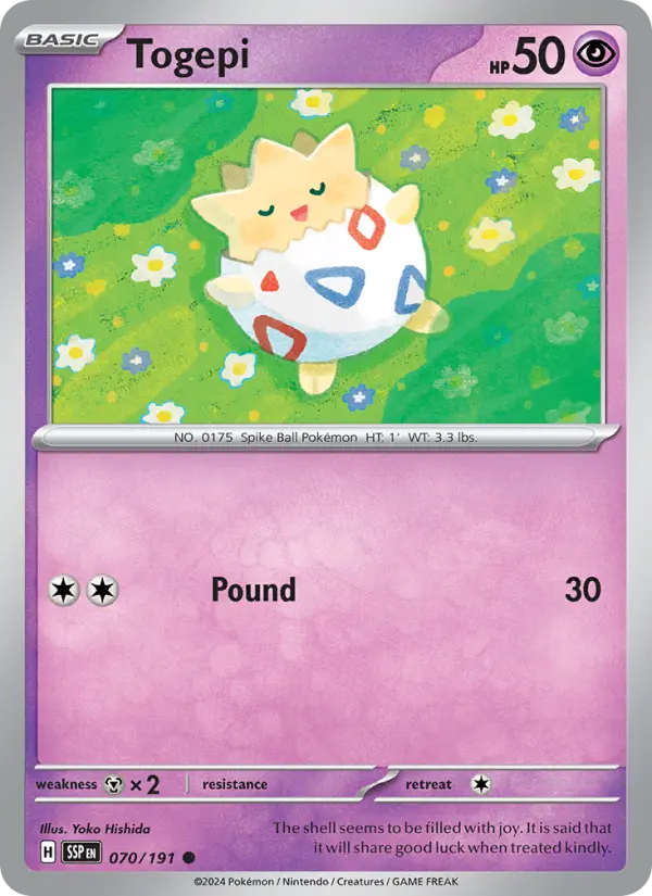 Togepi Common Pokemon card #070 from Surging Sparks