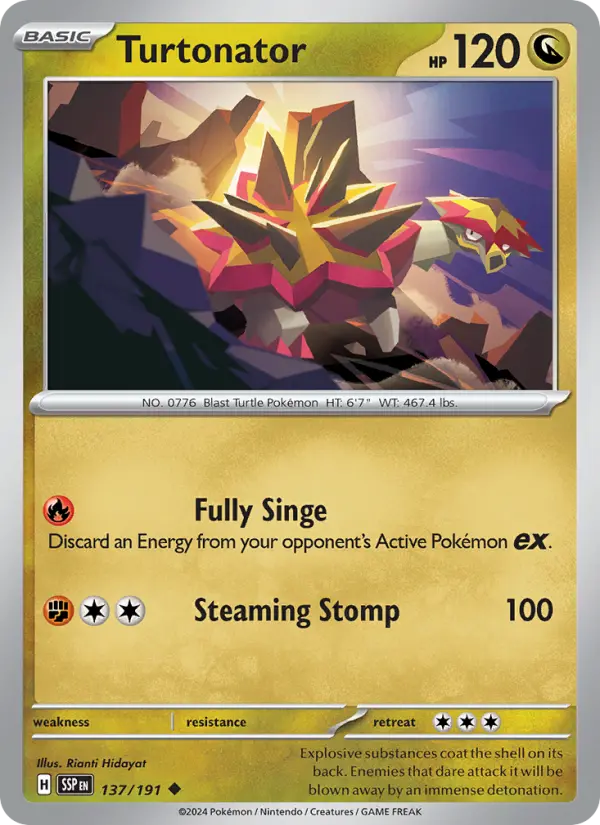 Turtonator Uncommon Pokemon card #137 from Surging Sparks