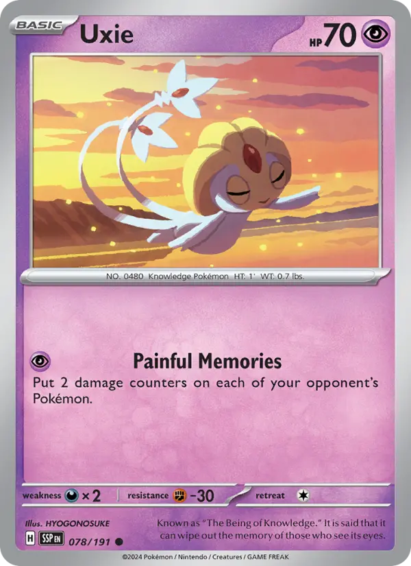 Uxie Common Pokemon card #078 from Surging Sparks