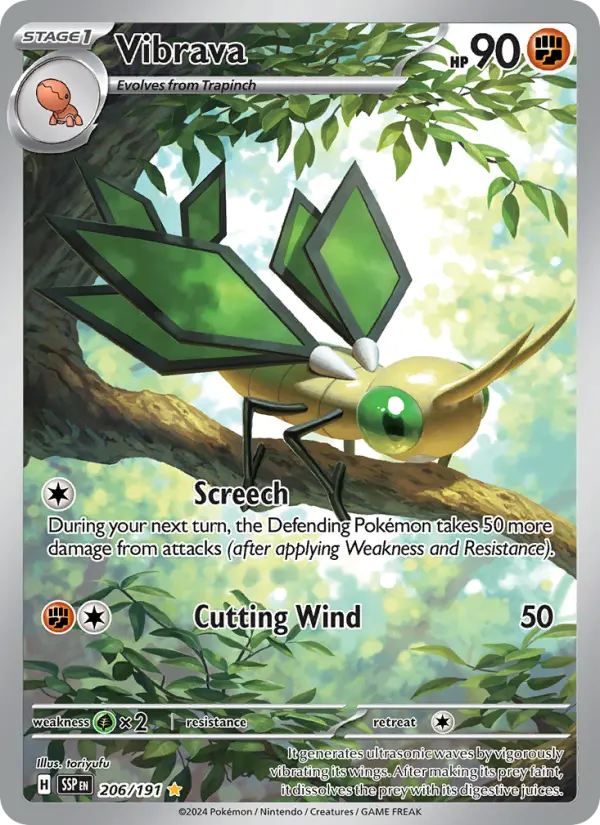 Vibrava Illustration rare Pokemon card #206 from Surging Sparks