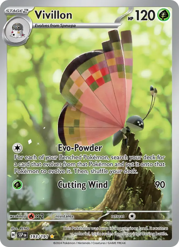 Vivillon Illustration rare Pokemon card #193 from Surging Sparks