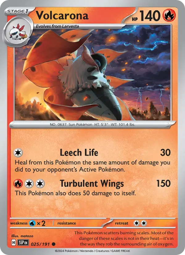 Volcarona Common Pokemon card #025 from Surging Sparks