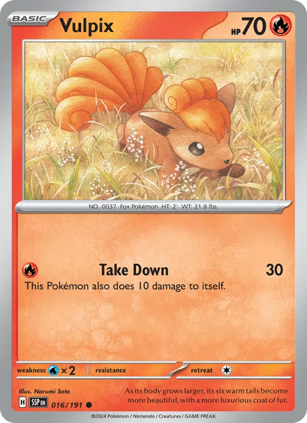 Vulpix Common Pokemon card #016 from Surging Sparks