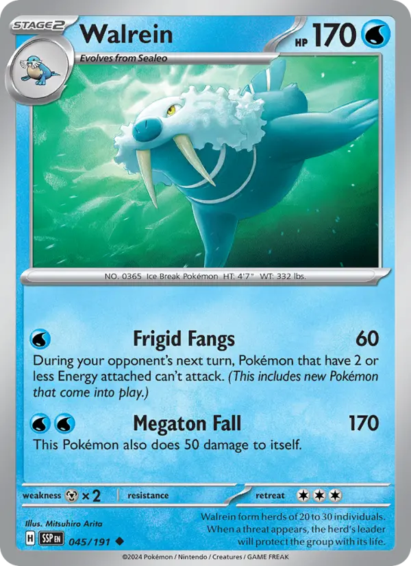 Walrein Uncommon Pokemon card #045 from Surging Sparks