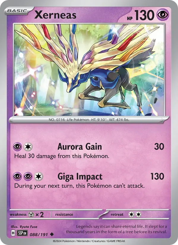 Xerneas Uncommon Pokemon card #088 from Surging Sparks