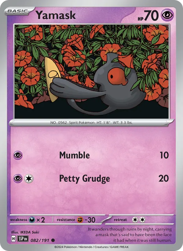 Yamask Common Pokemon card #082 from Surging Sparks