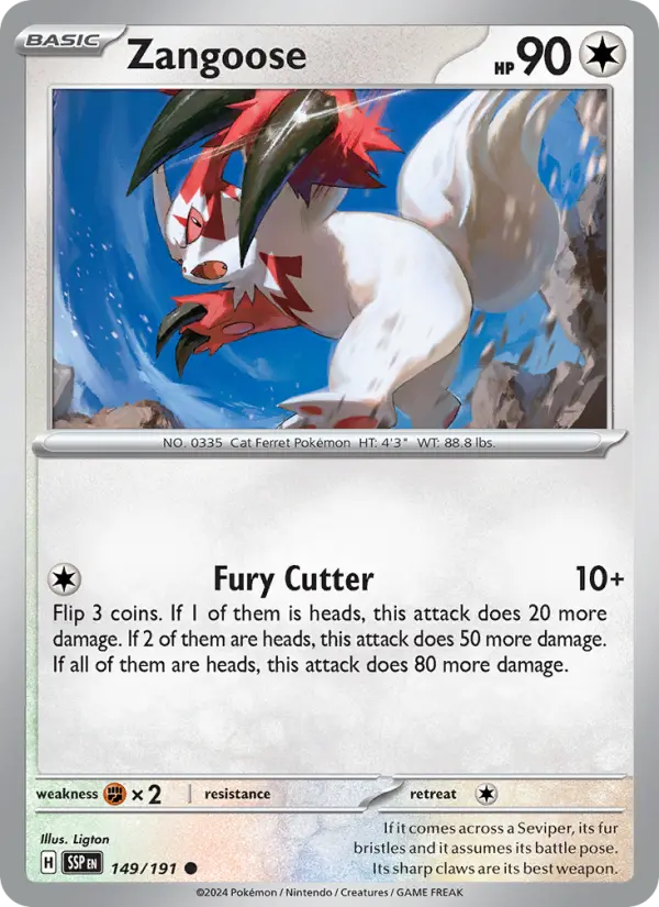 Zangoose Pokemon card artwork