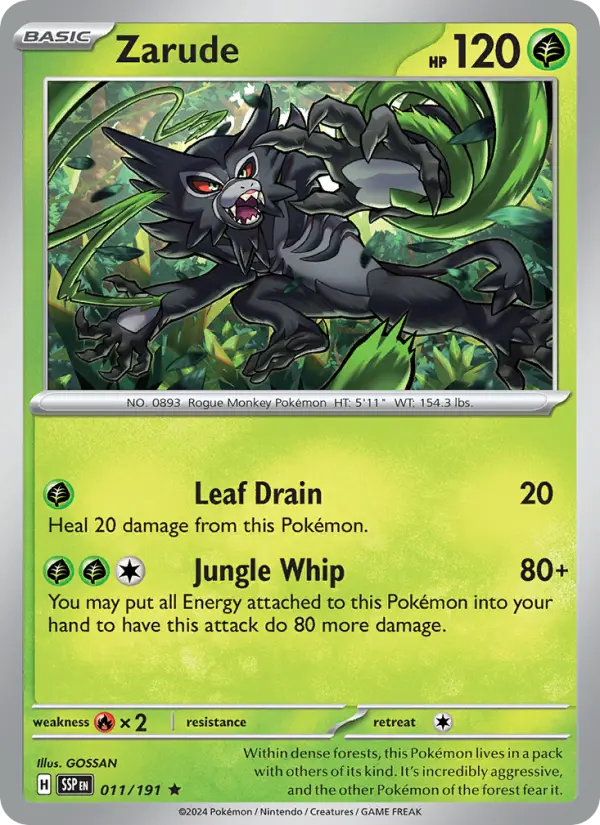 Zarude Rare Pokemon card #011 from Surging Sparks
