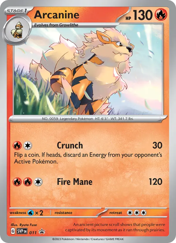 Arcanine None Pokemon card #011 from SVP Black Star Promos