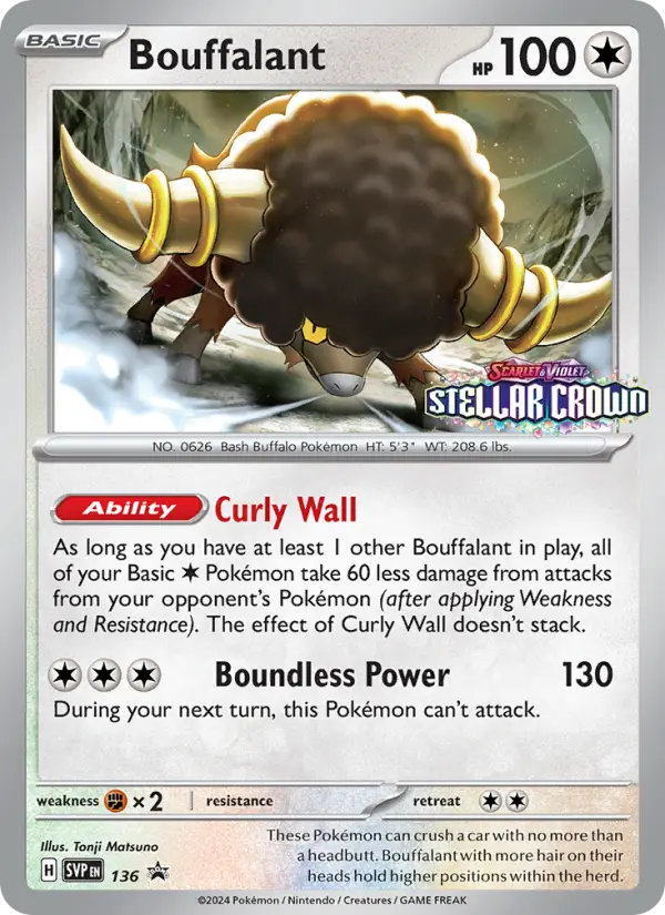 Bouffalant None Pokemon card #136 from SVP Black Star Promos