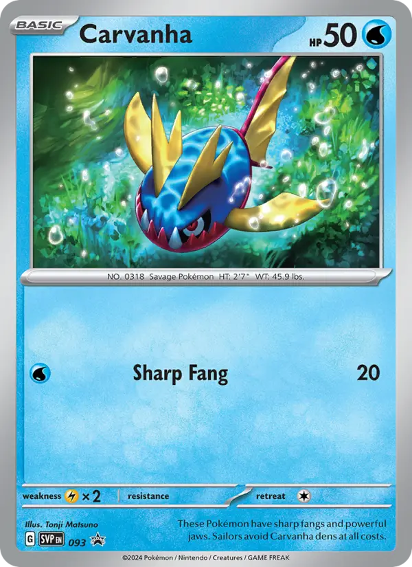 Carvanha None Pokemon card #093 from SVP Black Star Promos