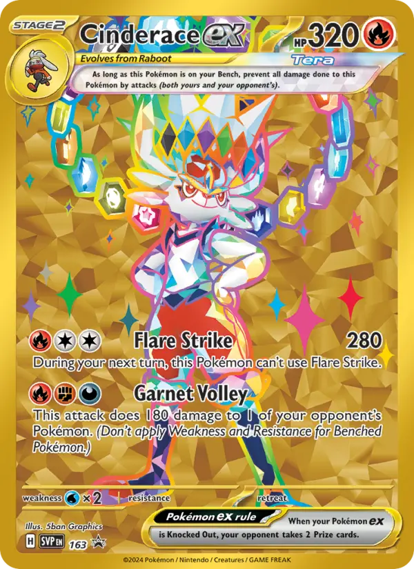 Cinderace ex None Pokemon card #163 from SVP Black Star Promos