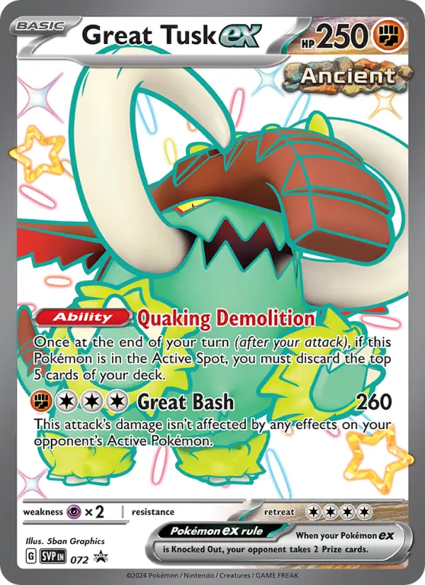 Great Tusk ex None Pokemon card #072 from SVP Black Star Promos