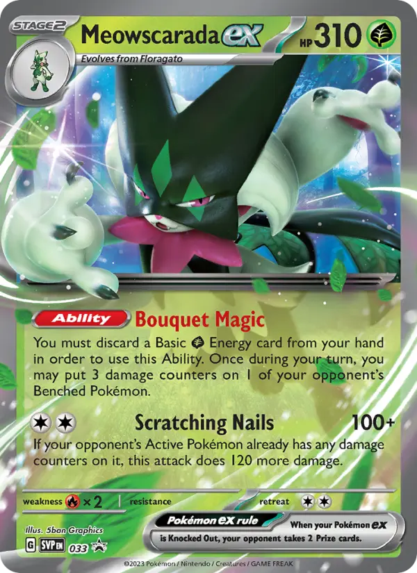 Meowscarada ex None Pokemon card #033 from SVP Black Star Promos
