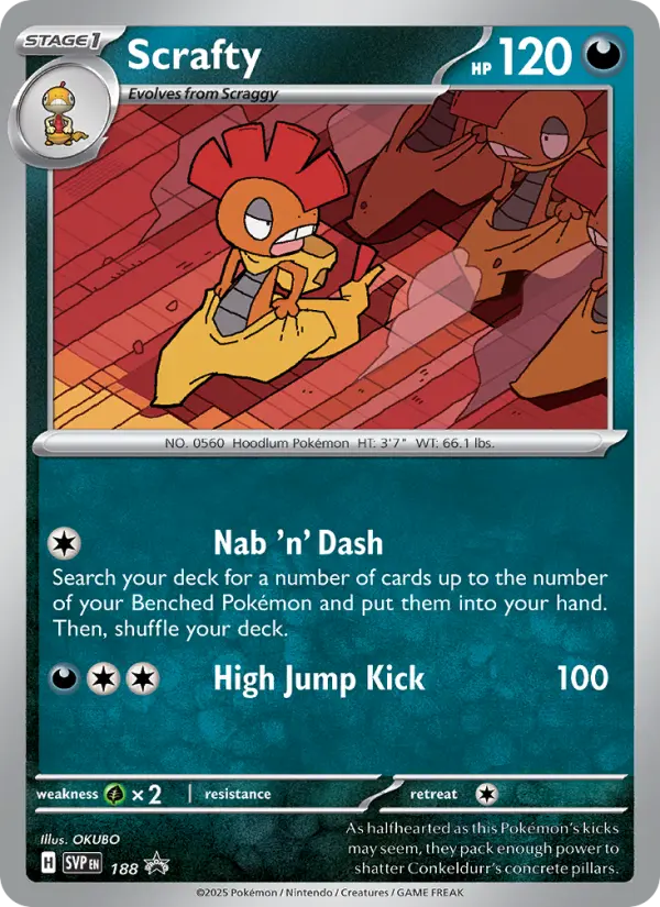 Scrafty None Pokemon card #188 from SVP Black Star Promos