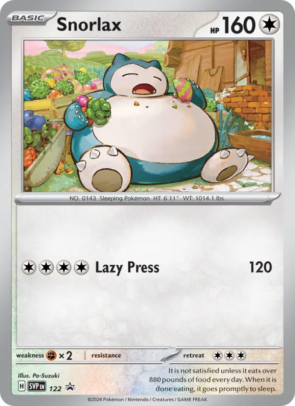 Snorlax None Pokemon card #122 from SVP Black Star Promos