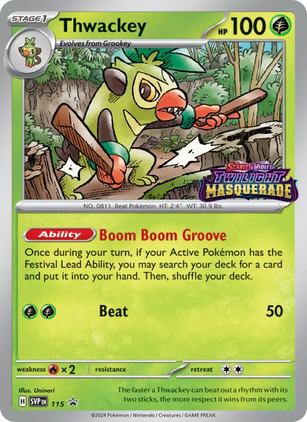 Thwackey None Pokemon card #115 from SVP Black Star Promos