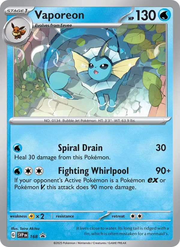 Vaporeon None Pokemon card #168 from SVP Black Star Promos