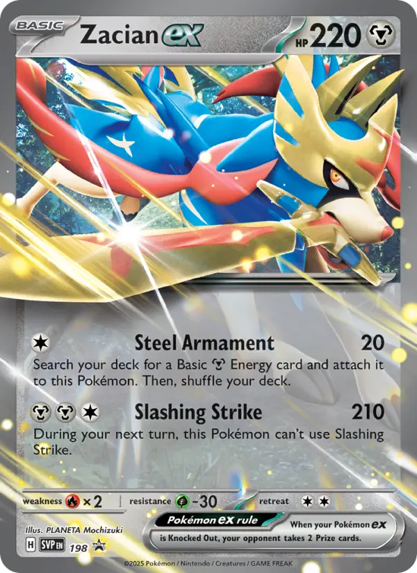 Zacian ex None Pokemon card #198 from SVP Black Star Promos
